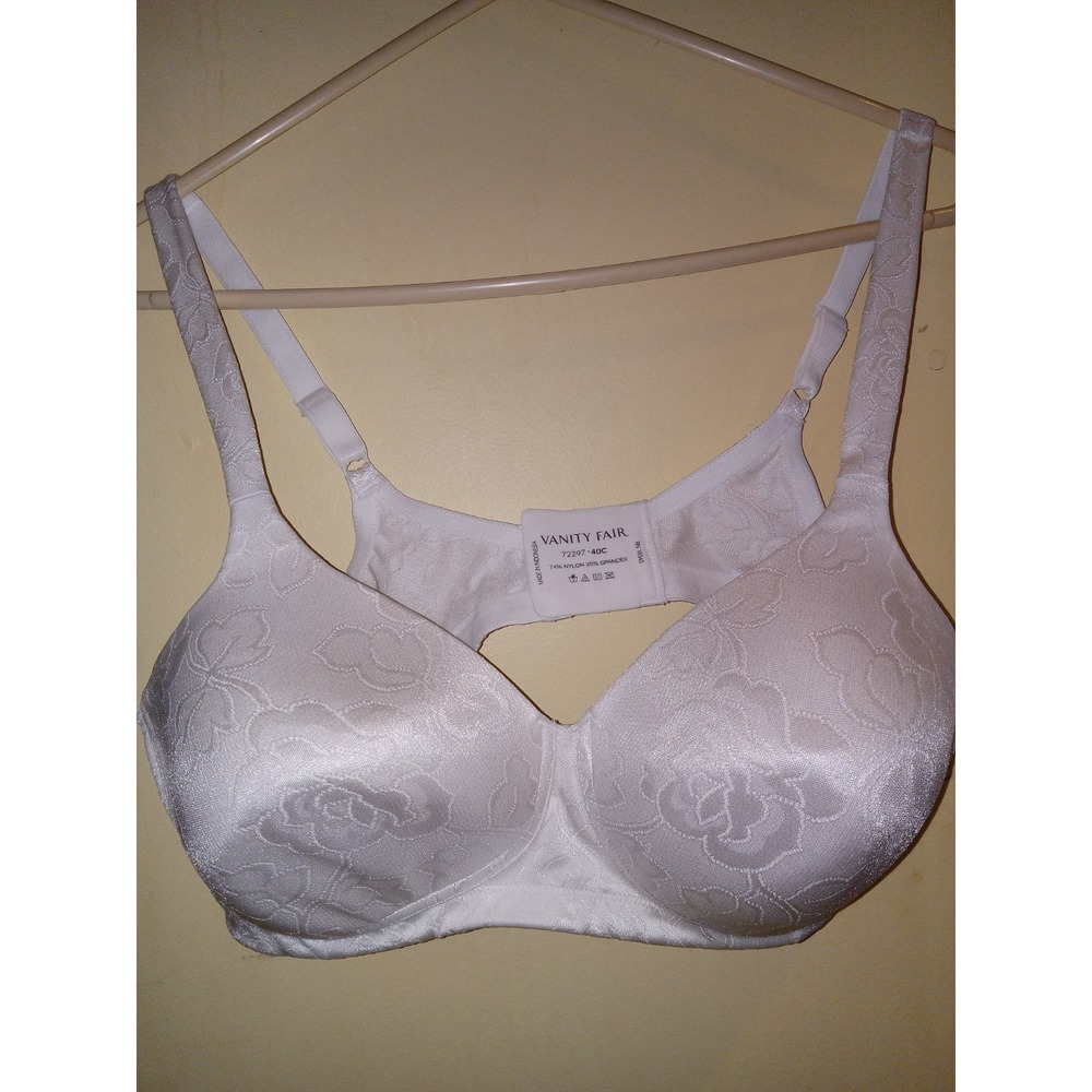 Vanity Fair  Sz 40C Womens White Floral Bra 72297‎ 16345